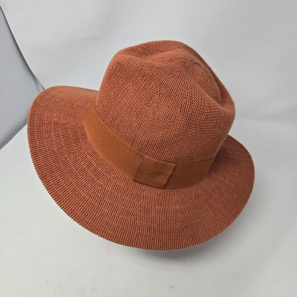 BY ANTHROPOLOGIE ROWAN RANCHER WIDE BRIM FEDORA BURNT ORANGE WOMEN OS BOHO HAT